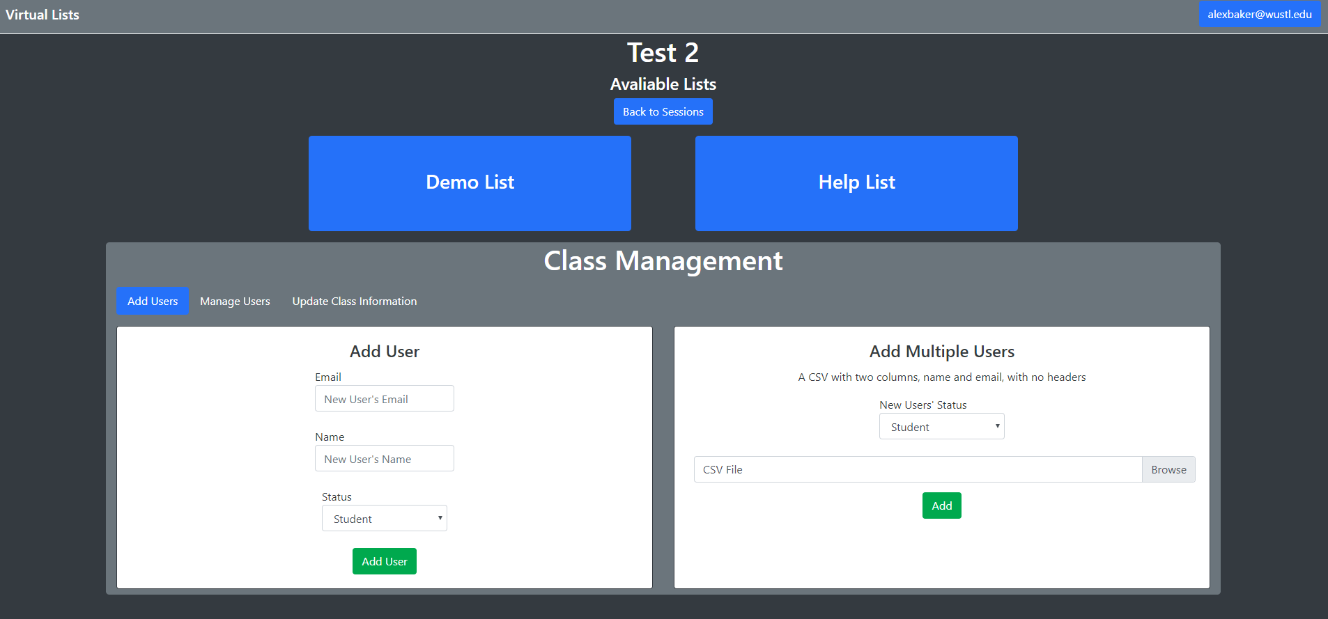 Example of class management